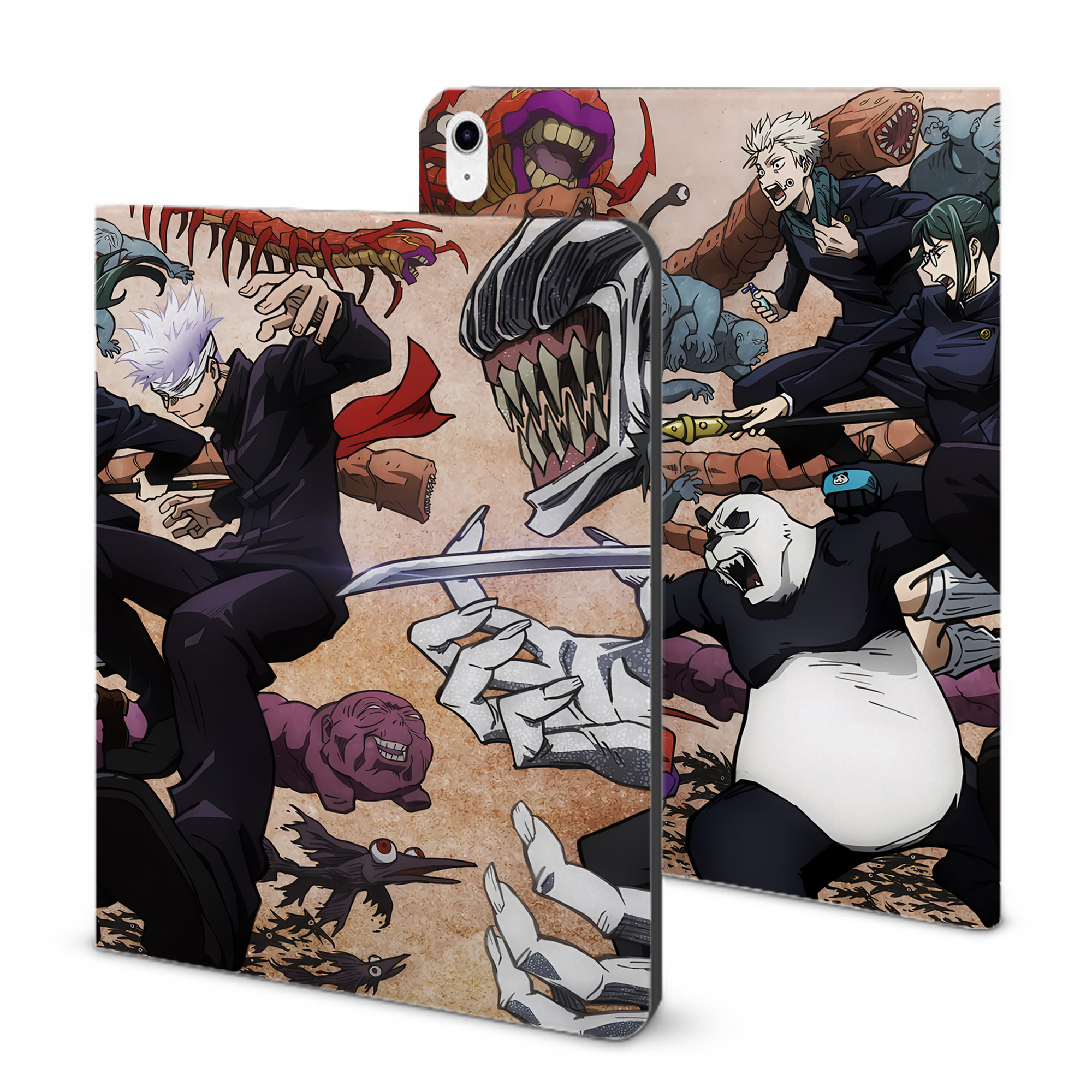 （画像用） 呪術廻戦 Jujutsu Kaisen IPad ケース ブック型 PUレザー TPU 耐衝撃 軽量 薄型 ペン収納なし 全面保護 IPad 各モデル対応